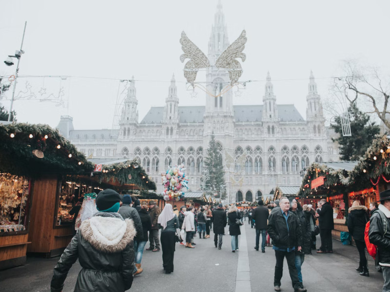 A Christmas market in Vienna